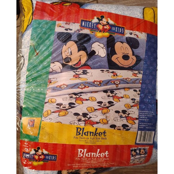 NOS Mickey for Kids Mickey Mouse Blanket Fits Twin/Full Bed, Sealed Alarm Clock - Picture 1 of 4